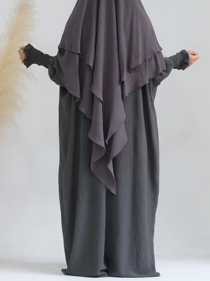 Khimar+abaya 2pcs Set Umrah Rida Set Player Abaya Set with Pockets