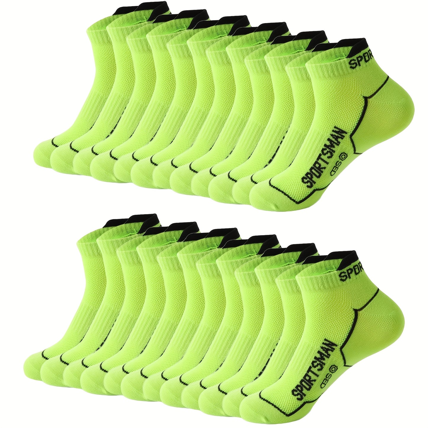 [6/12 Pairs Athletic Socks] 6/12 Pairs Men'S Athletic Performance Ankle Socks | Breathable Mesh, Sweat-Absorbent, Machine Washable, Letter Pattern, Suitable For Running And Sports, Sweat-Resistant, Knitted And Spandex Blend