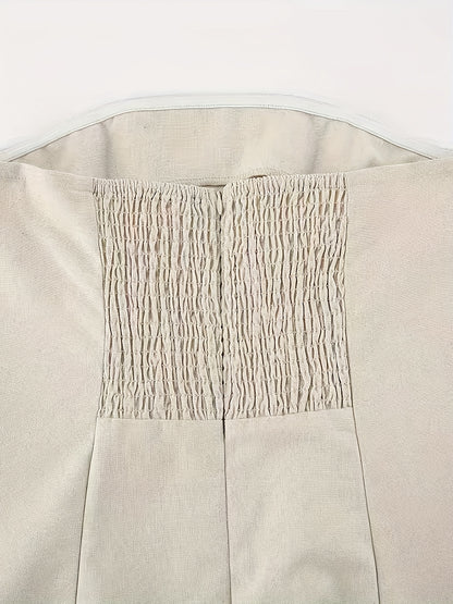 [Linen Beach Dress] Womens Linen Beach Dress Backless Sleeveless Wrap High Waist A Line Casual Summer Vacation Flowy Sundress Three Colors Light Grey Linen Beige Ivory White