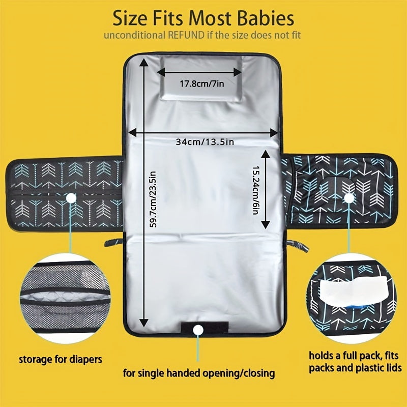 Portable Changing Mat Perfect for Changing Bags Or Changing Tables. One-handed Changing Mat. Travel Changing Mat. Perfect As A Shower Gift, Essential, Unisex Item, Or Christmas, Halloween, Or Thanksgiving Gift.