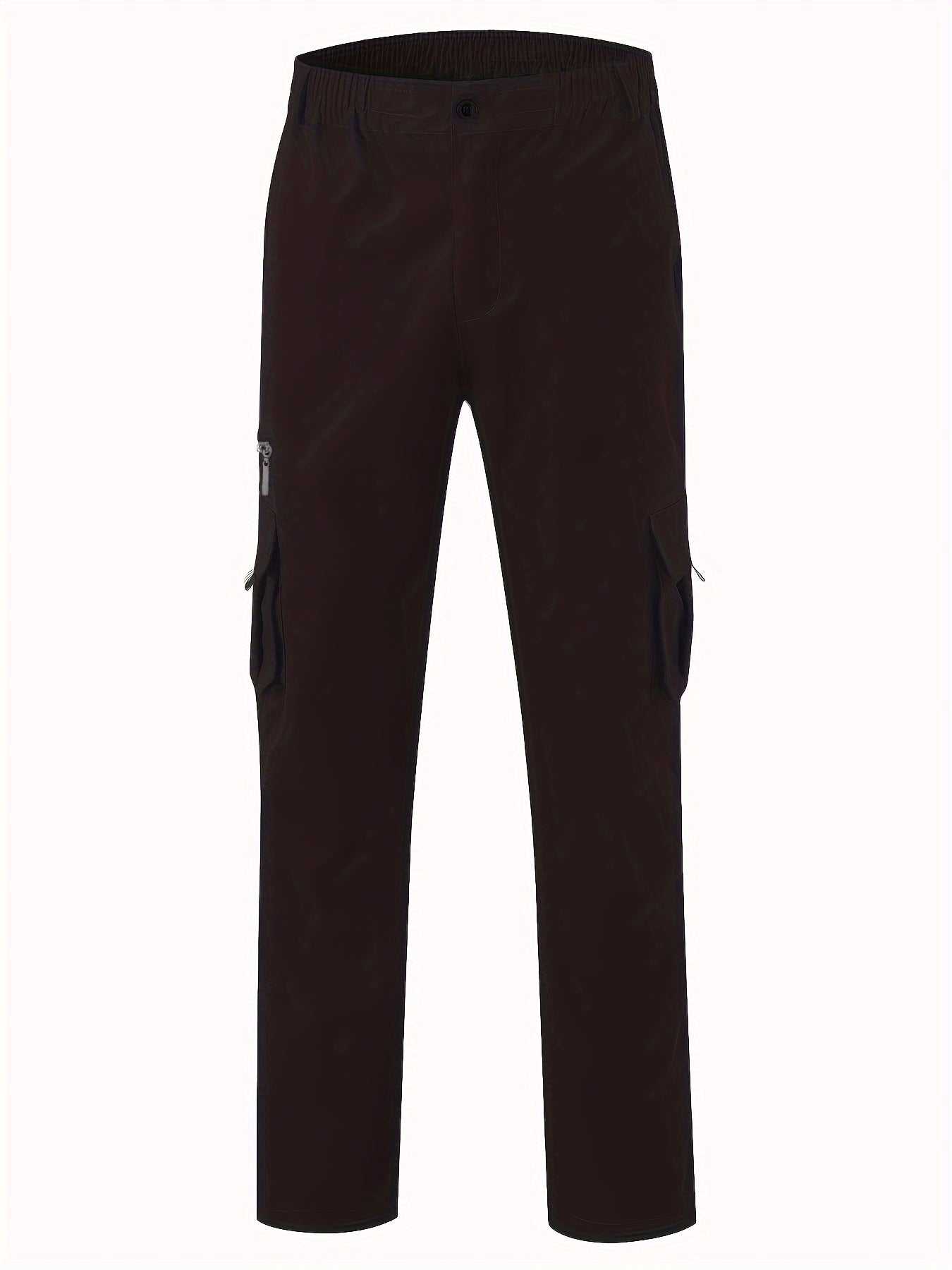 3pcs Men'S Casual Solid Color Cargo Pants, Polyester Non-Stretch Woven Fabric, Multiple Pockets, Regular Fit, Spring/Fall Season, Hiking & Outdoor Scene, Weekend Casual Occasion, Thick