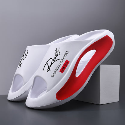 Sandals For Men, Men'S Slippers With Letter Prints, Breathable Thick Sole, Open-toe Design, Suitable For Indoor/outdoor Comfort, Sports Sandals, Outdoor Beach Shoes, Men'S Footwear, Mens Sandals, Sandalias De Hombre, Mens Shoes