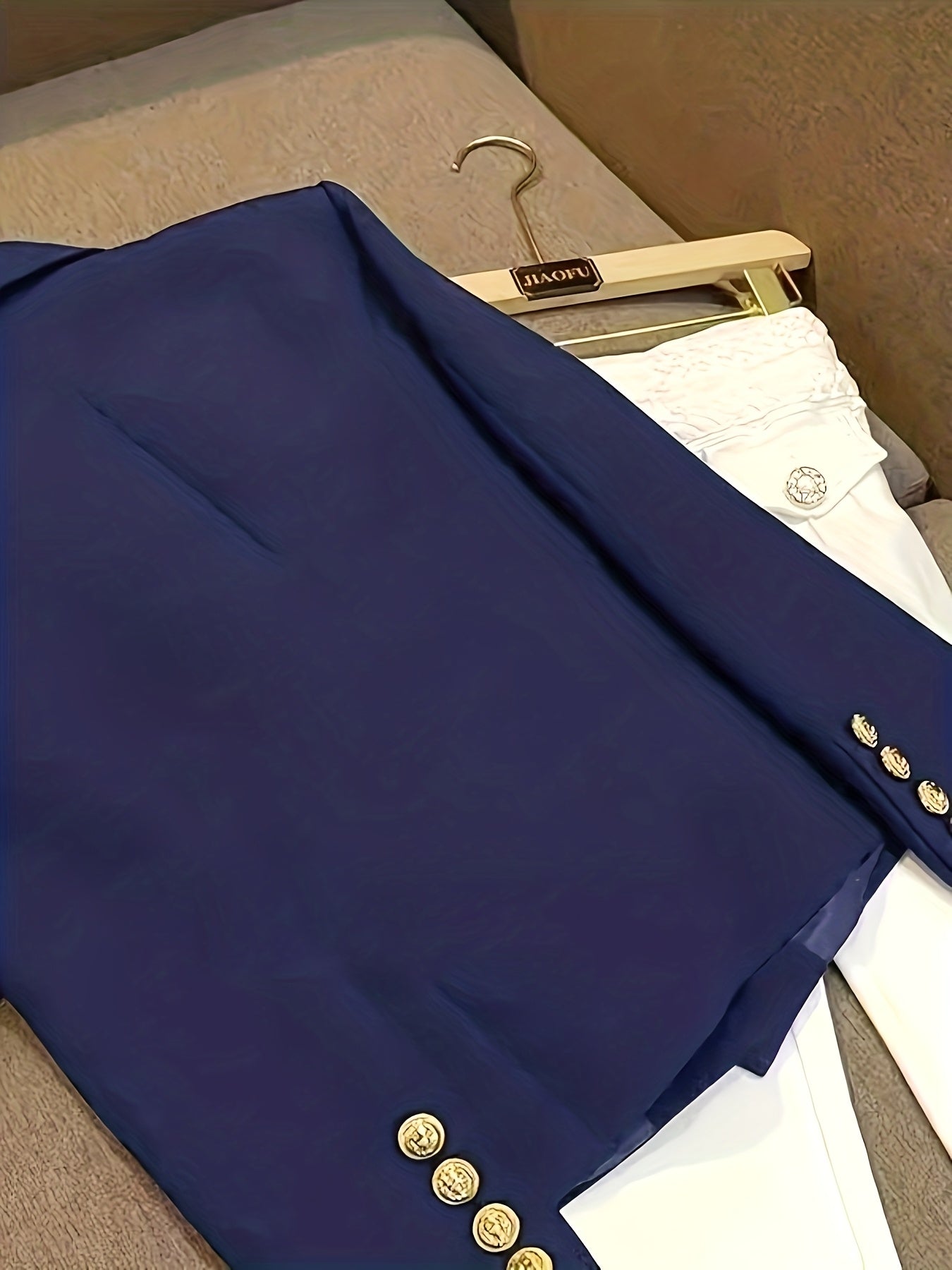 KIMKING 2026 Women's New Navy Blue Double-Breasted Waist-Cinching Slim-Fit Blazer for Workplace Commuting, Business Meetings, and Formal Events, Elegant and Graceful, Sizes S-XXL