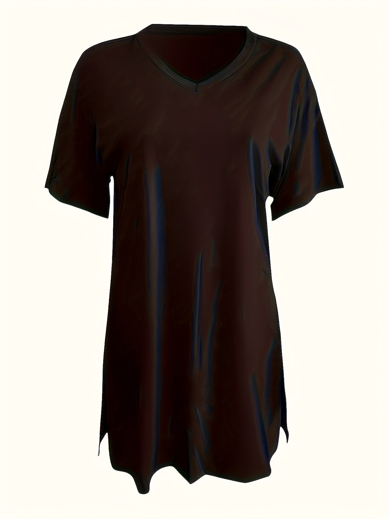 Two-Piece Outfit for Plus-Size Women Featuring a Casual V-Neck Short-Sleeve Top with Side Slits And Drawstring Leggings, Made from Comfortable, Ideal for Everyday Wear