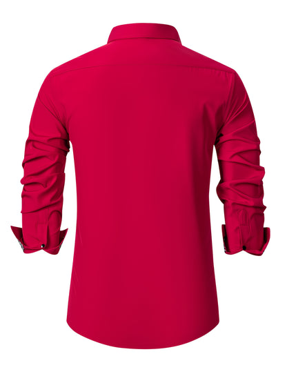 5pcs Men'S Long Sleeve Dress Shirts with Rhinestone Button Closure - Solid Color (, Red, Green) | Wrinkle-Resistant & Breathable Fabric, | All-Season Business Casual & Formal Wear | Machine Washable, Dress Shirts for Men