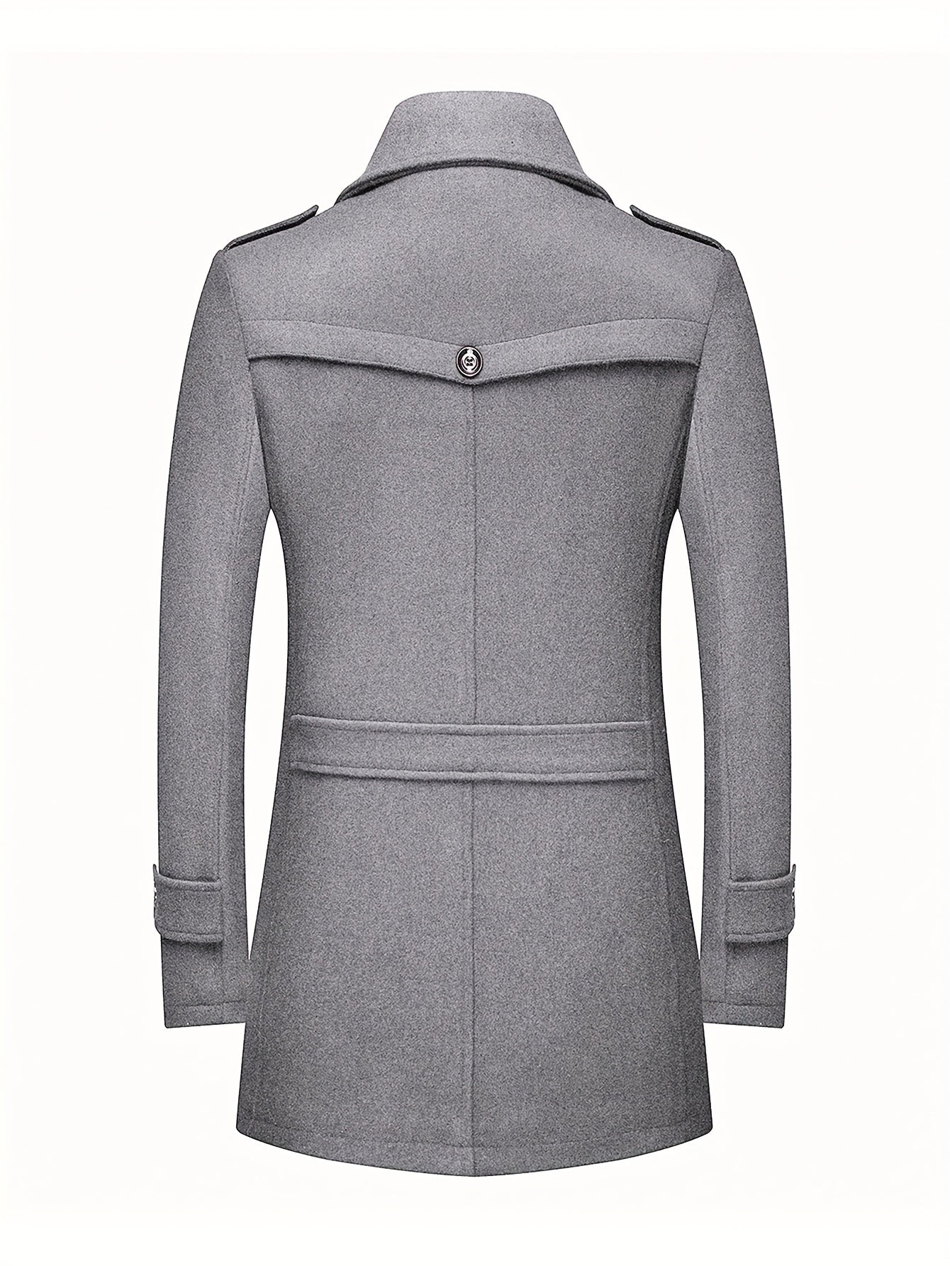 Men'S Wool Blend Coat with Detachable Soft Scarf Notched Collar Single Breasted Overcoat