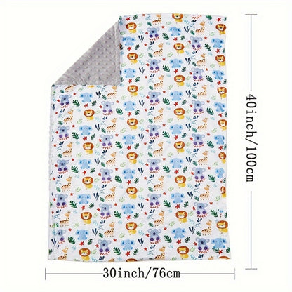 Double-Layer Minky Baby Blanket - 30 x 40 Inch Plush Animal Design