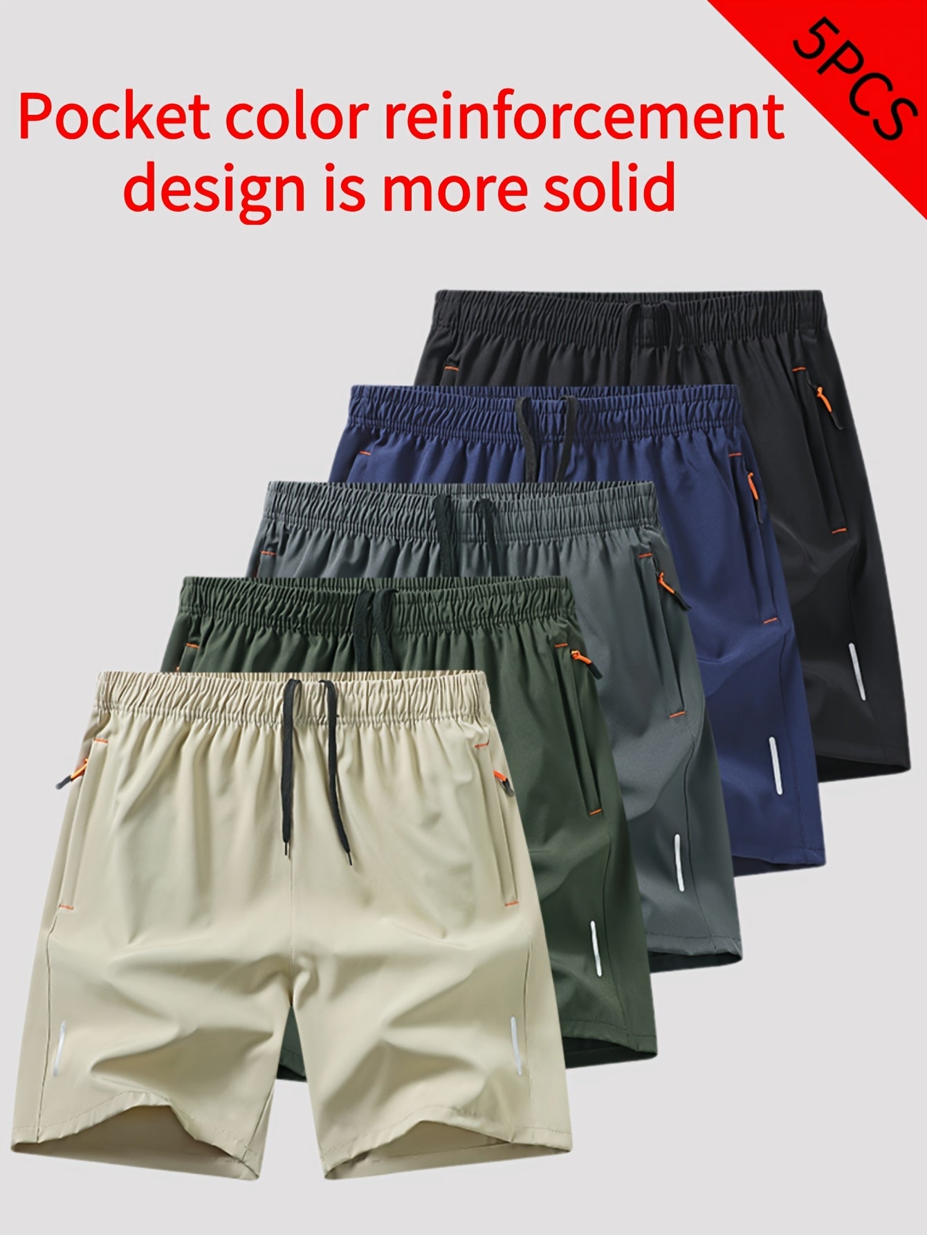 5pcs Men's Activewear Shorts - High-Performance, Budget-Friendly! Breathable, Stretch Fabric for Workouts & Daily Life | Imported From China, Sizes for Every Guy (Up to 220.46LB)