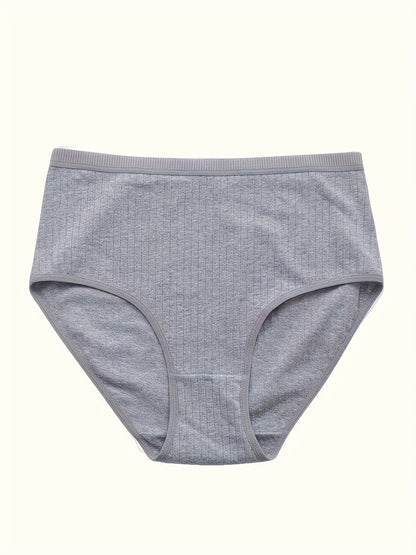 8pcs Of Oversized High Waisted Women's Underwear, 95% 5% Stretch, Breathable, Abdominal Control, Solid Color, Fabric Underwear