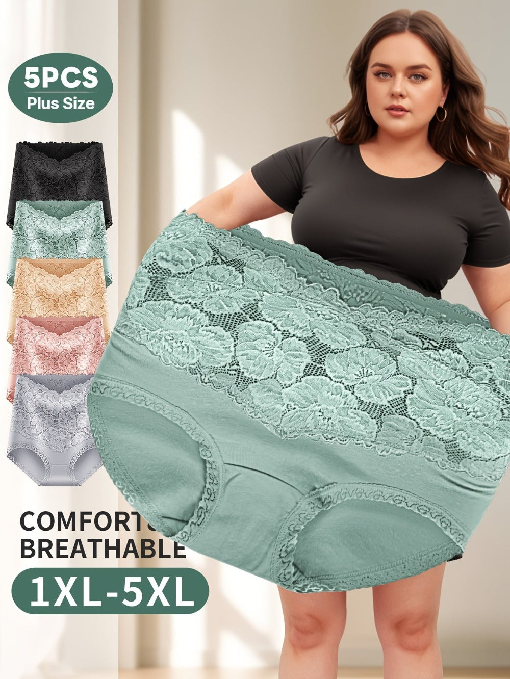 Women’s Plus Size 5-Pack High-Waist Shapewear Briefs - Tummy Control Support