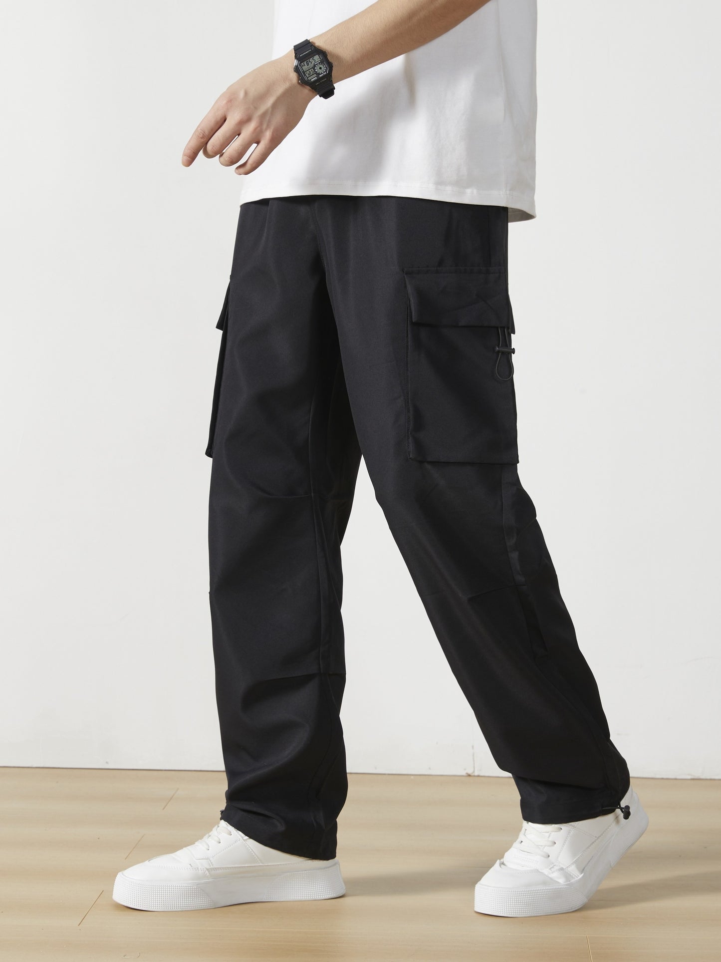 Men'S Straight-Leg Cargo Pants with Multiple Pockets, Suitable for Outdoor Street Fashion