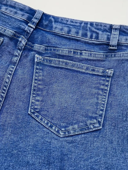 Women'S Stretch Denim Shorts, Elegant And Sexy Cargo Style Shorts, Classic Blue High-Waisted Stretchy Slim Fit That Makes Legs Look Longer, Multiple Pockets, Perfect for Spring And Summer
