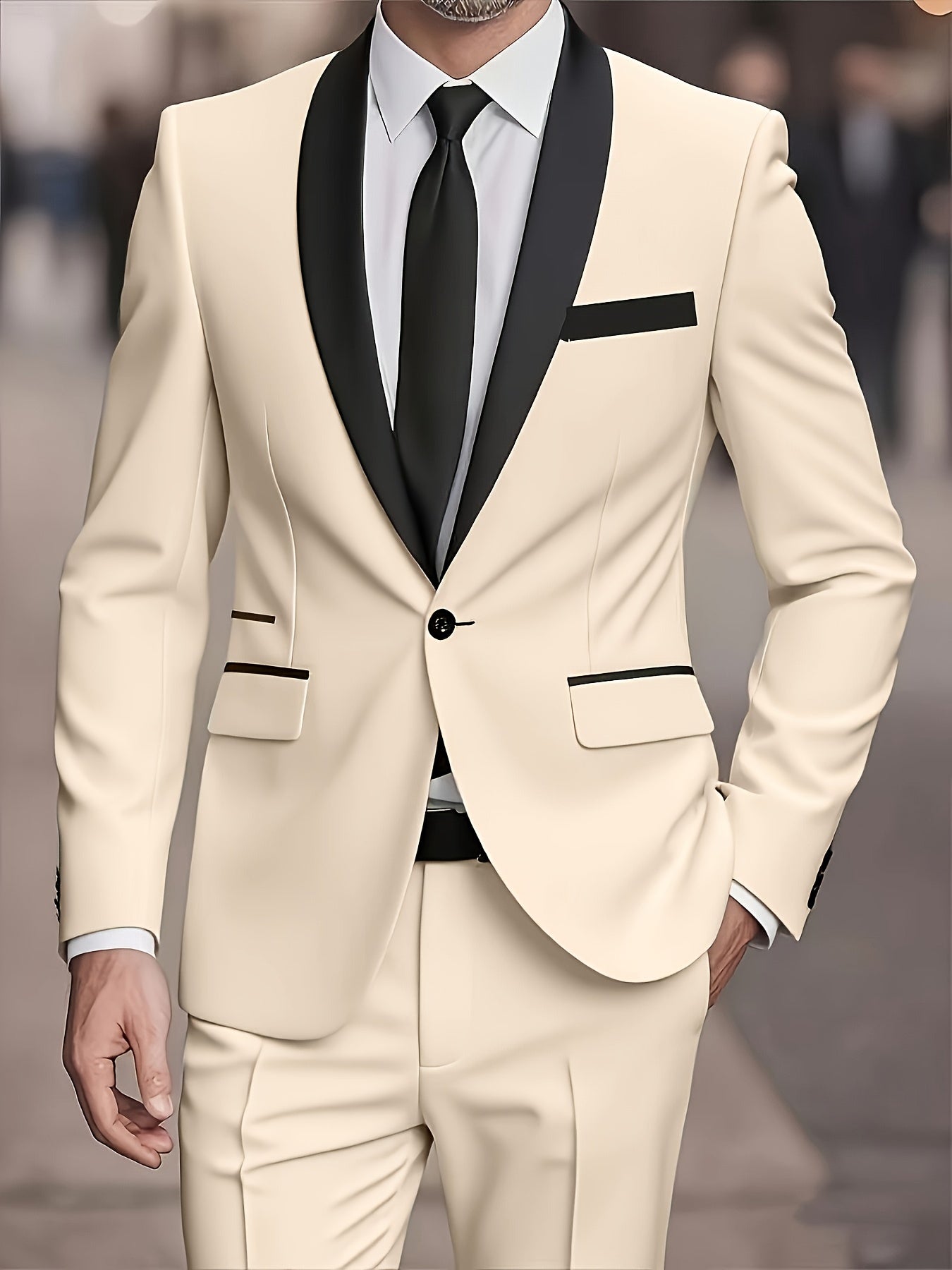 2pcs Men's Suit Fashion Outfit - Jacket, Trousers - Elegant for Business and Casual Wear, Suitable for Banquets and Parties.