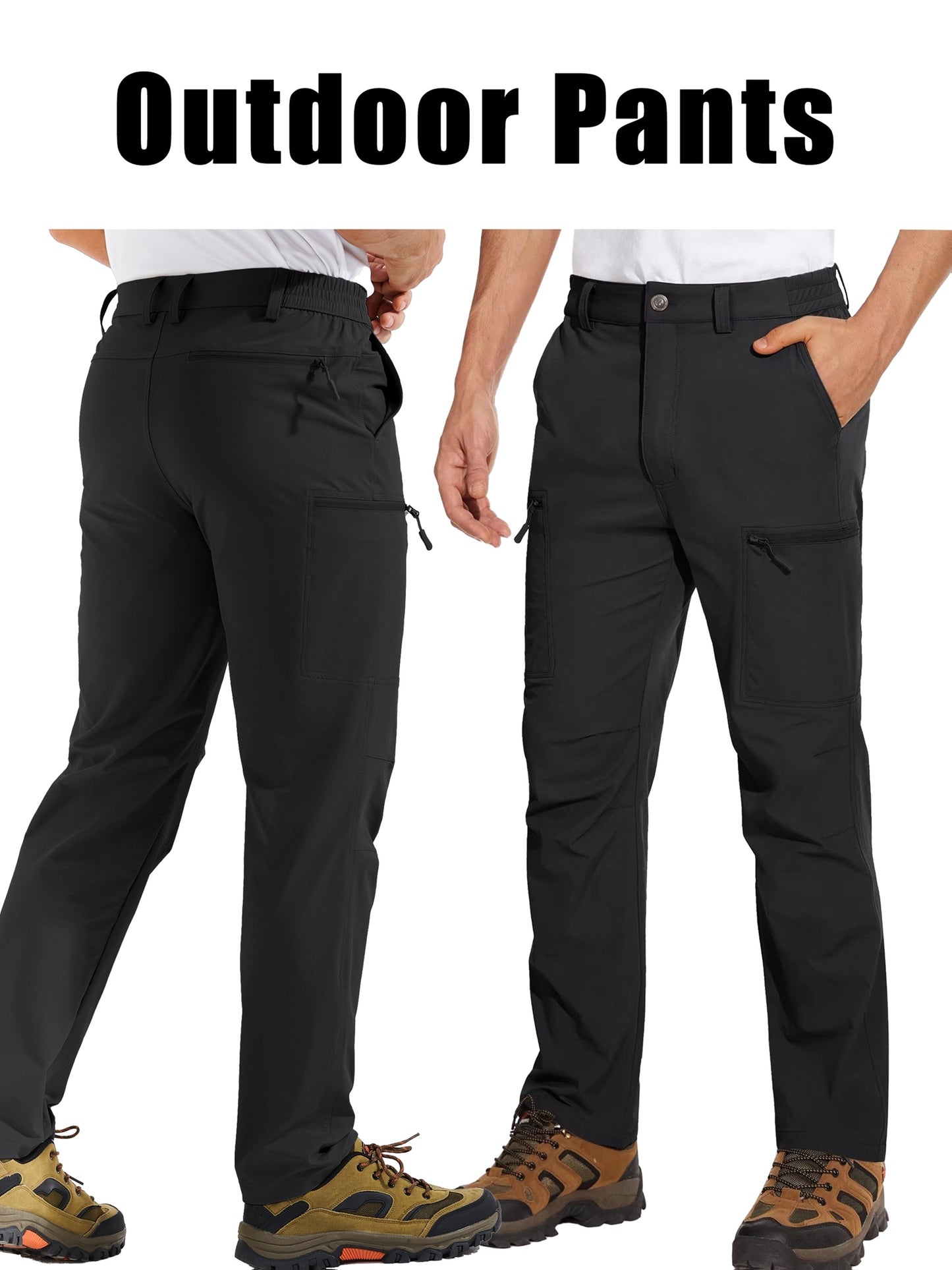 Men'S Cargo Pants Spring Hiking Trousers Quick-Dry Ripstop Stretch Fabric Breathable Moisture-Wicking Lightweight Elastic Waist And 3D-Cut 6 Pockets Outdoor Pants for Fishing Travel Camping, Work in Spring And Summer