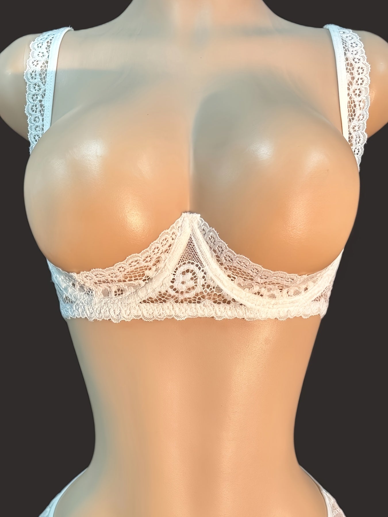 Women's White Lace Sexy Half Cup Underwire Bra with Adjustable Shoulder Straps for Comfy Lingerie