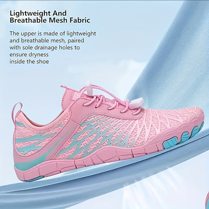 Women's Sneakers: Quick-Dry Lightweight Wading Shoe, Breathable Striped Aqua Shoes for All-Season Outdoor Lace Up Casual Shoes, Breathable Fabric Beach Shoes, Fitness Sneakers Water Shoes for Women