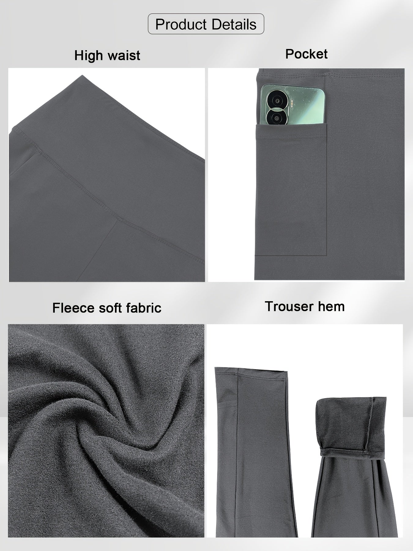 Dark Gray Polyester High-Waist Oversized Pants - product view 16
