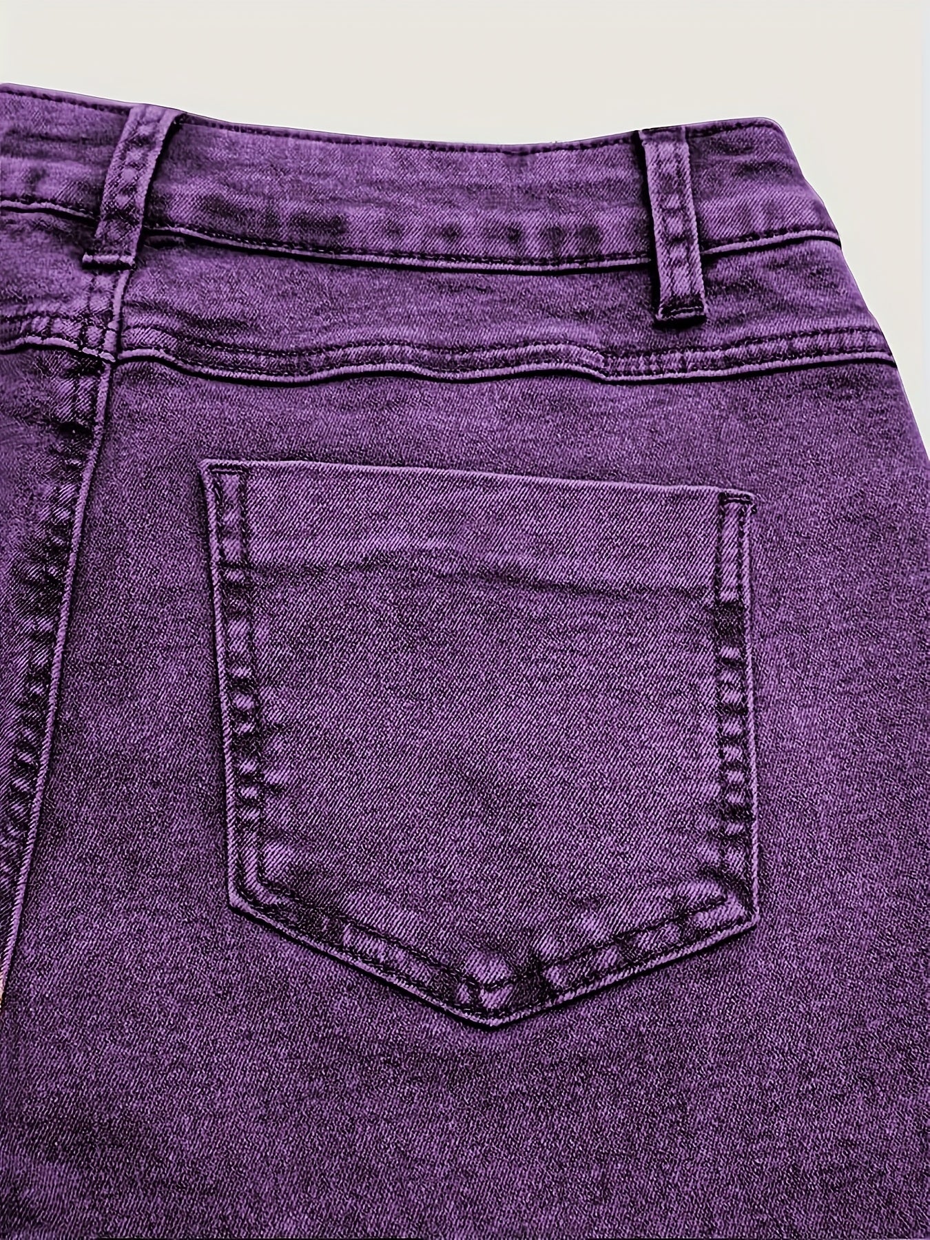 High Waisted Brown Washed Vintage Western Denim Style Stacked Elastic Horseshoe Slightly Flared Pants