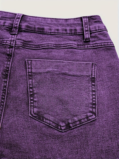 High Waisted Brown Washed Vintage Western Denim Style Stacked Elastic Horseshoe Slightly Flared Pants