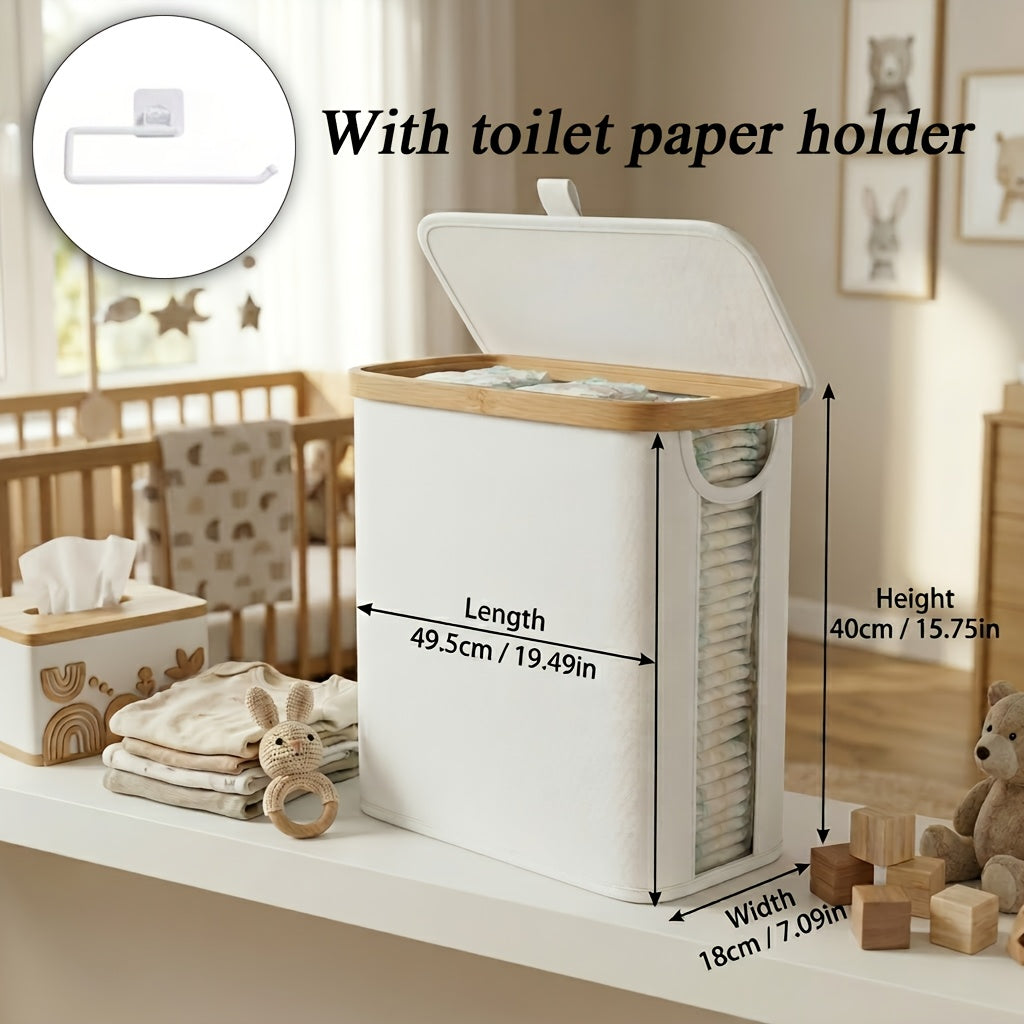 1/2pcs Lightweight Foldable Bamboo Border Storage Organizer, Water-resistant & Damp-proof, Space-saving Fits Drawers & Narrow Spaces, Multi-use for Toilet Paper, Diapers, Laundry, Easy to Store, Practical Home Organizer for Bathroom Bedroom Living