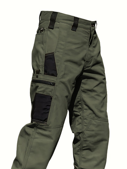 2pcs Men'S Tactical Work Pants with Spacious Multi-Pocket Design & Durable Ripstop Fabric, Outdoor Pants for Camping, Climbing, Fishing, Hunting, Straight-Leg Fit with Belt Loops, Rugged Style, All-Season Pants