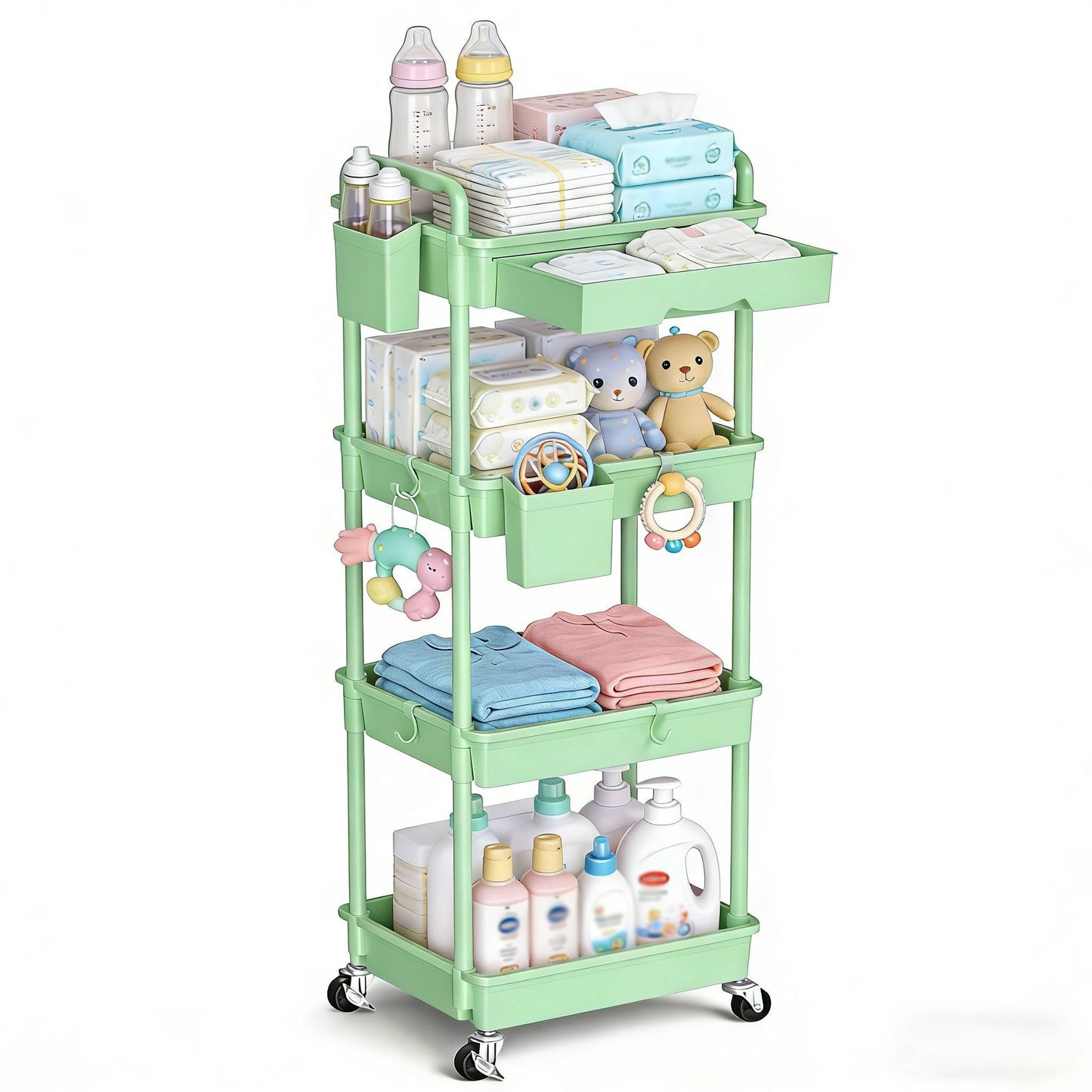 Nursery Storage Cart - Mobile 3-Tier Organizer