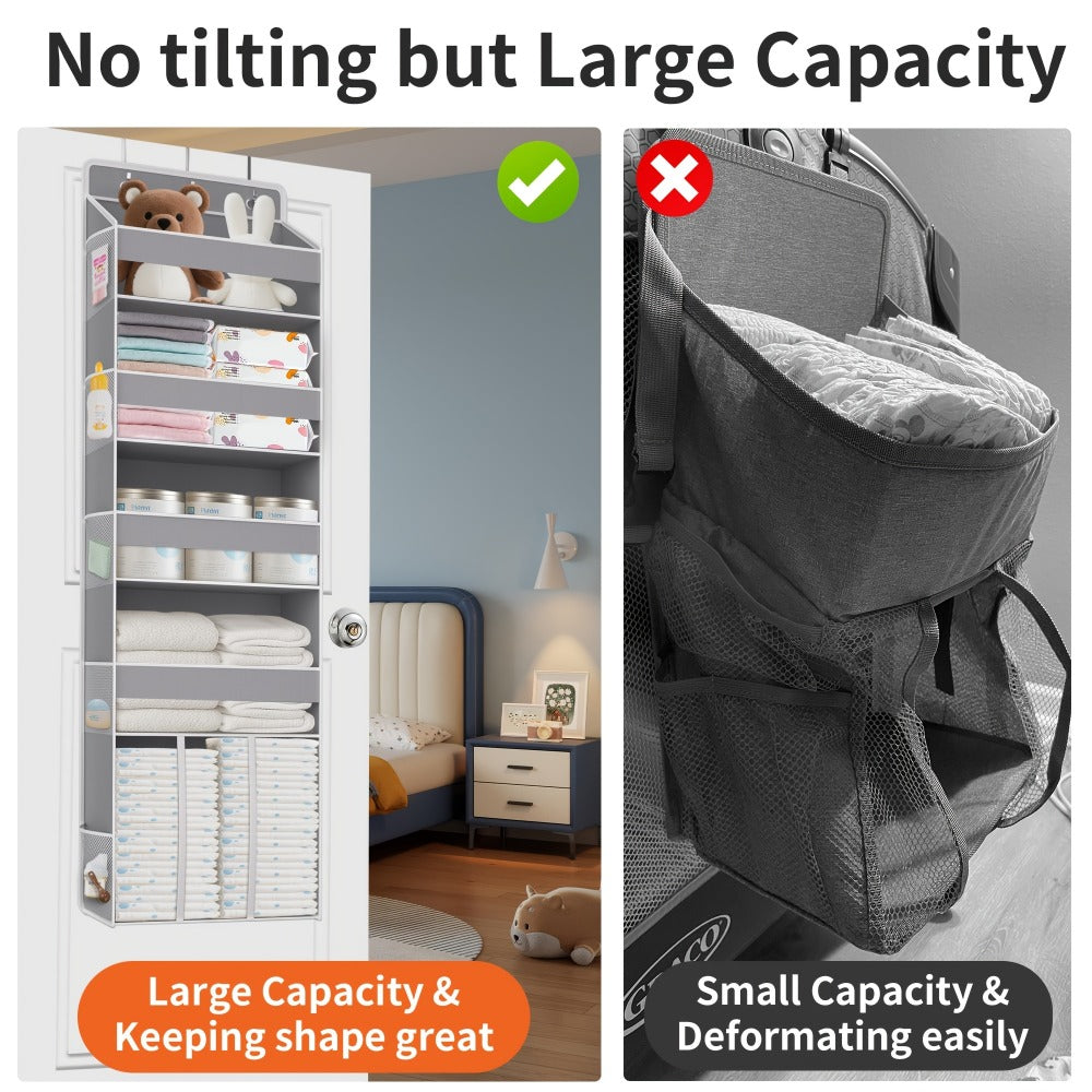 6-Shelf Over-the-Door Organizer - Clear Front and Side Pockets