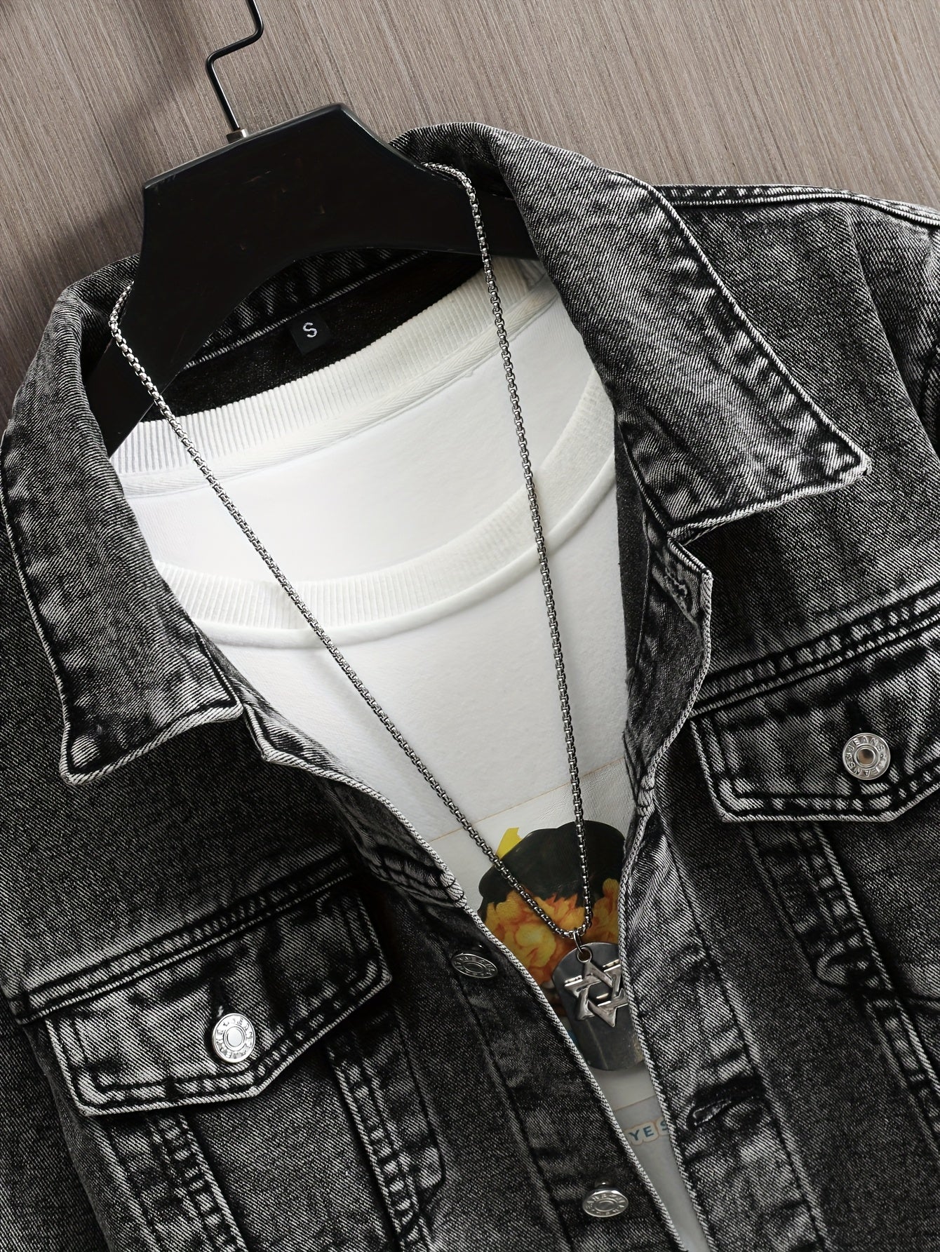 Men's Casual Thick Denim Jacket | Non-Stretch Fabric, Single Breasted, Regular Fit, Long Sleeve, Button Closure, Solid Color with Pockets