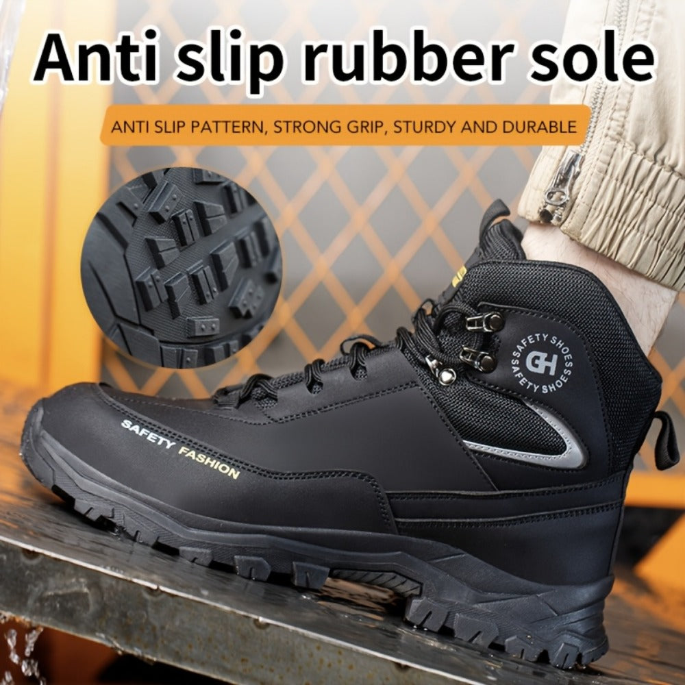 Men's Lace-Up Work-Style Shoes - Reinforced Toe and Rubber Sole