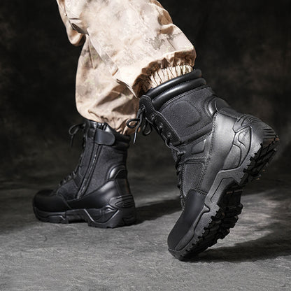 NORTIV 8 Men's Tactical Boot Waterproof Lightweight Comfortable Boots for Work Motorcycle Combat Boots Side Zipper Hiking Outdoor Climbing Activities All Day All Season Christmas Gifts