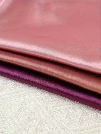 Women's Coffee + Purple + Pink Satin Short-Sleeve Shorts - product view 8
