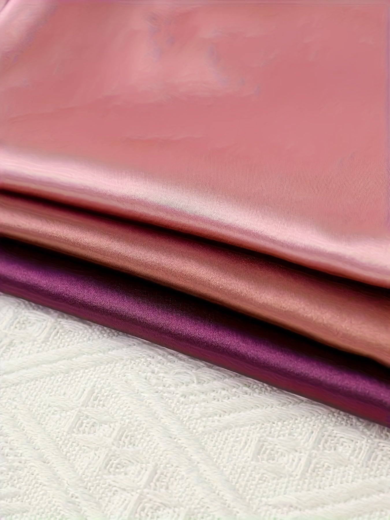 Women's Coffee + Purple + Pink Satin Short-Sleeve Shorts - product view 3