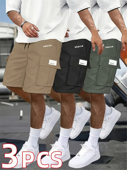 3pcs Set - Men's Shorts, Casual Loose Shorts, Perfect Choice, Large Pocket Workwear Shorts, Summer Workwear Shorts Men's Five Quarter Pants Ins Trendy Straight Leg Casual Five Quarter Shorts Couple Basketball Pants