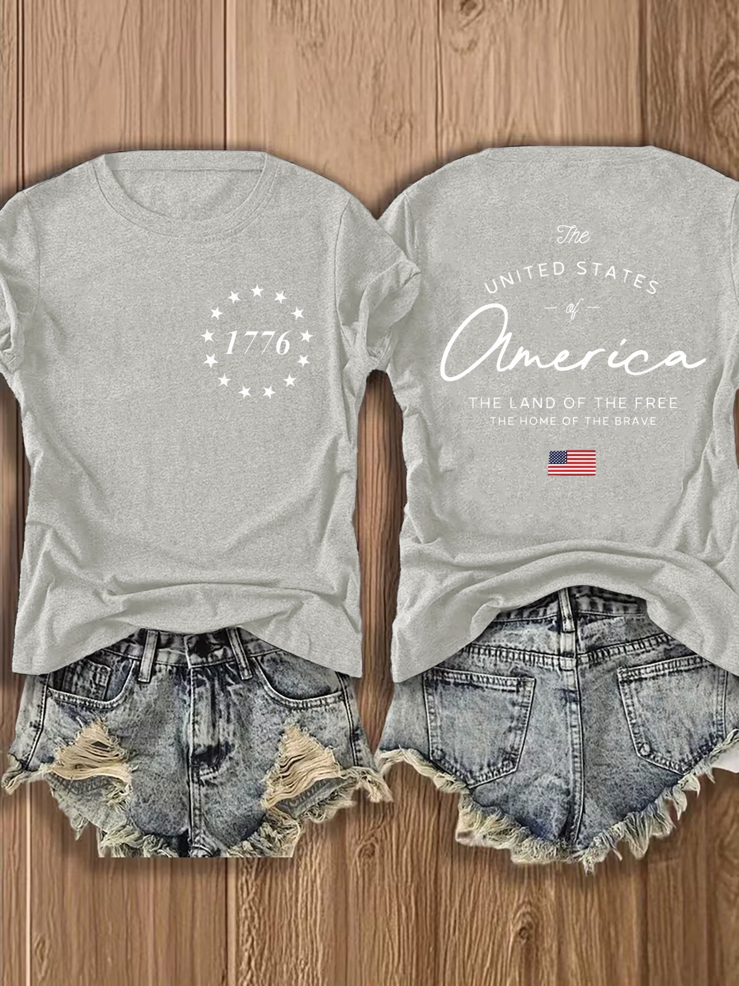 Women' US Flag T-Shirt with 1776 Design & American Symbols - Breathable Short Sleeve Top, Casual Streetwear Blouse-Compatible for - Wear Suitable for Fall Outfits, 4th of, Casual Attire, Machine Washable Non-