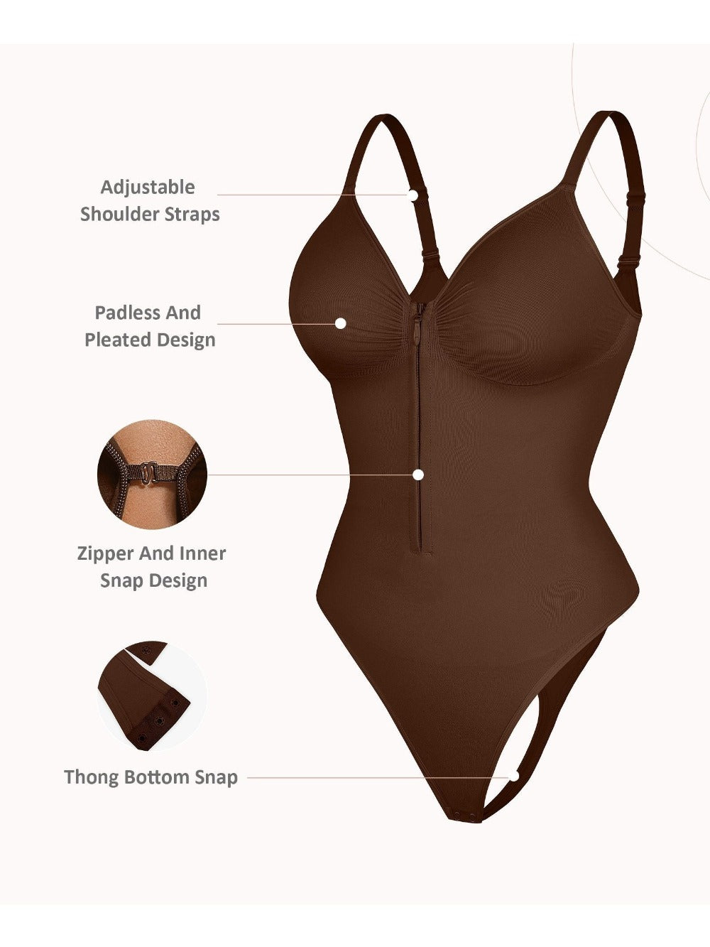 Women's Targeted Control Shapewear Bodysuit - Zip Front Body Smoothing