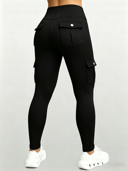 Large-size Women'S Stretchy High-waist Fitness Pants With Multiple Pockets, Breathable And Lightweight Yoga Pants, High-waisted Pants For Toning The Waist And Abdomen, Suitable For Running, Fitness, Yoga, And Casual Outings