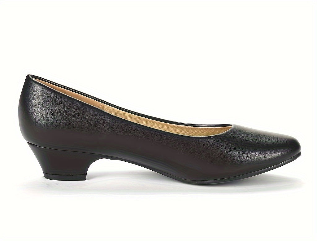 Women's Low Chunky Heel Pump Shoes, Women Shoes