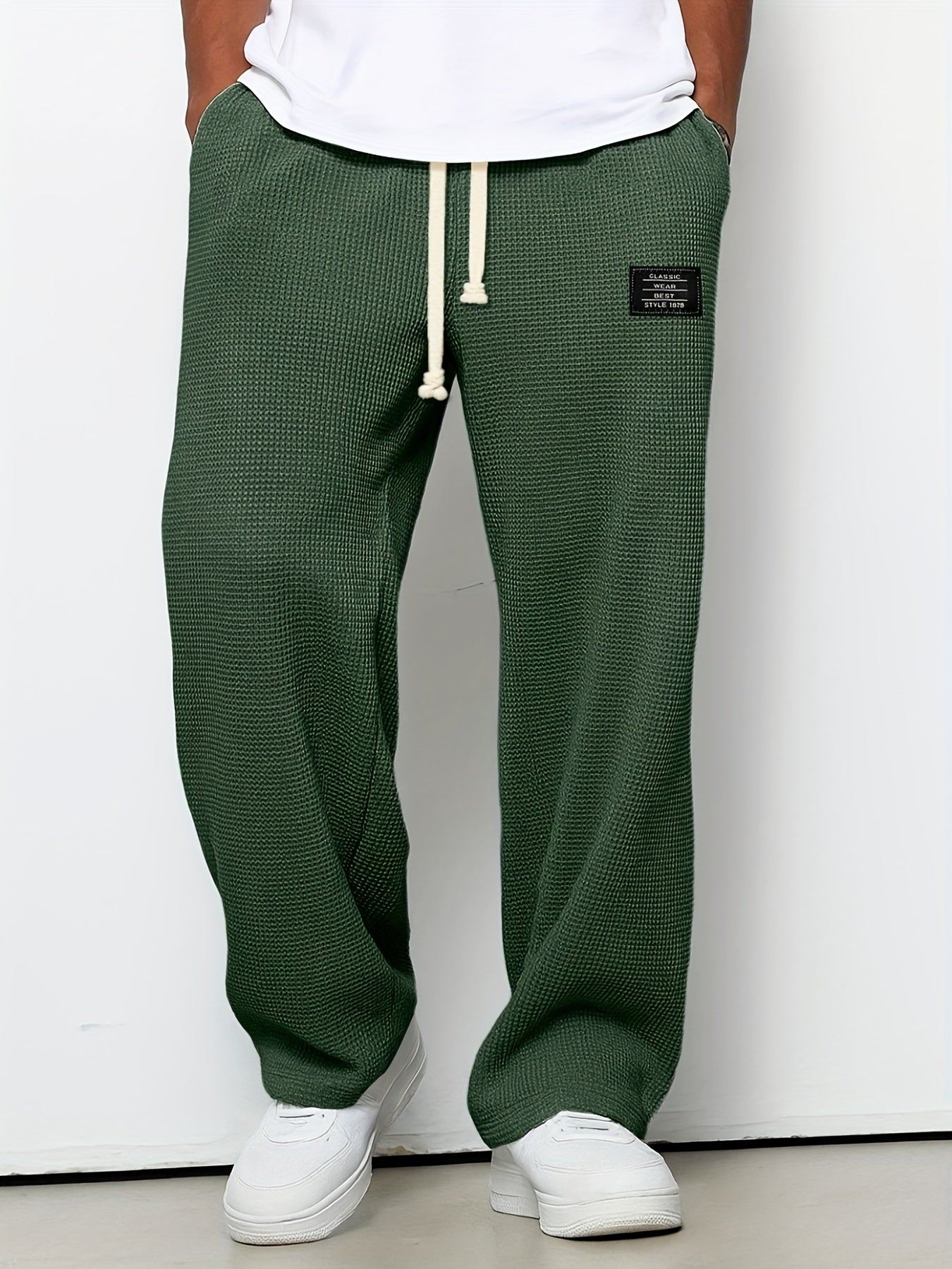Men's Loose-Fit Wide-Leg & Straight-Leg Sweatpants - Elastic Straight-Leg Trousers with Wide Base, Adjustable Waist, Solid Color Casual Pants Suitable for Spring/Autumn, Machine Washable for Gym,, Casual Attire