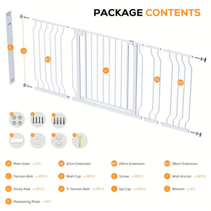 29.5-62.6" Baby Gate for Stairs, Height 30'' Auto Close Pet Dog Gate for Doorways-Easy Install Pressure Mounted Baby Fence Gates, with Wall Guards/Y-Shaped Parts