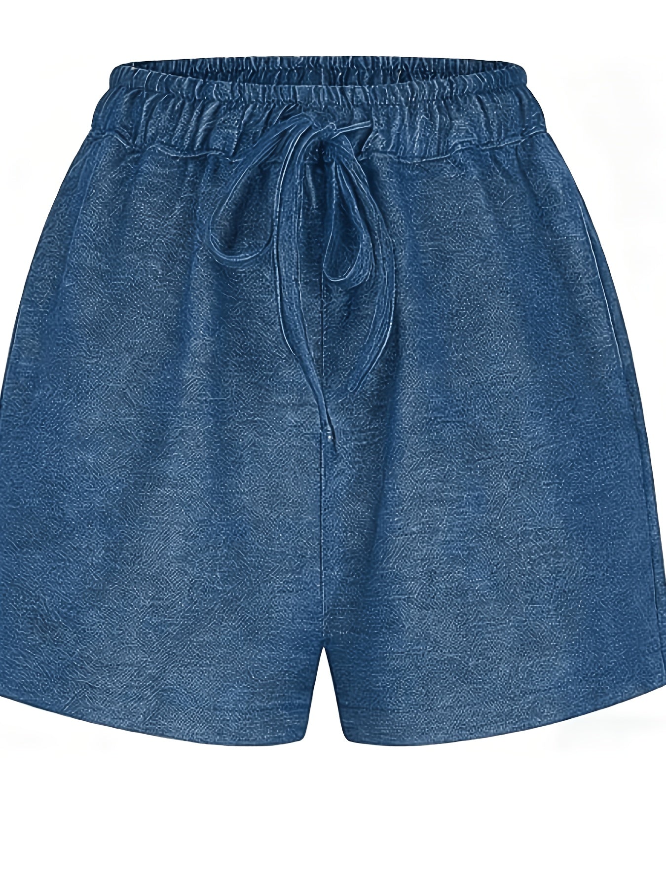 Loose And Stylish Casual Shorts, Solid Color with Elastic Waist, Five-pocket Jeans Shorts
