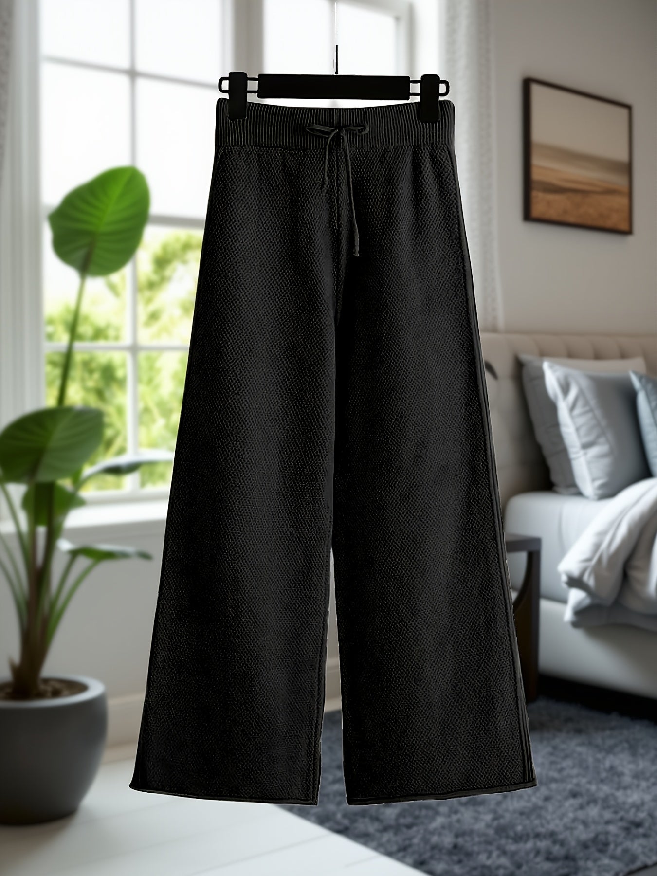 Women's Brick Red Knit High-Waist Long-Sleeve Pants - product view 32