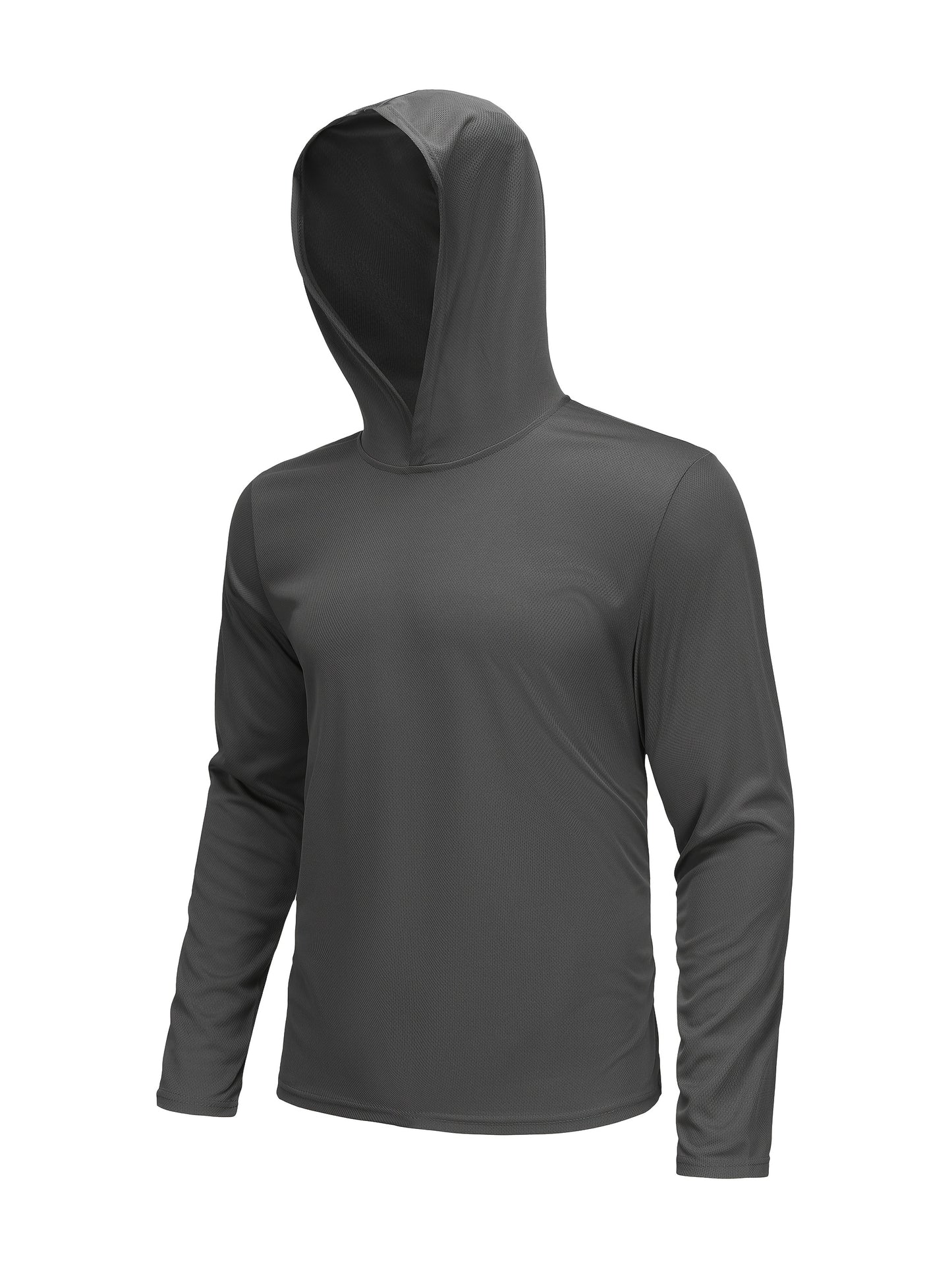 5pcs Men's Hooded Long-sleeved Quick-drying Clothes, Breathable Ice-sensitive Technology Fabric, Moisture-absorbing And Sweat-wicking, Outdoor Sports And Fitness, And Windproof