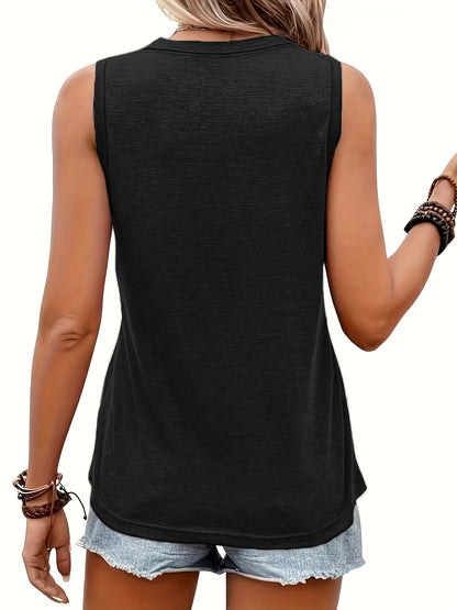 Women's Casual Sleeveless Tank Top with Texas Outline Design, Loose Breathable Opaque Fabric, Backless Round-Neck Lightweight T-Shirt, Machine Washable, for Women, Spring/Summer Outdoor Fashionable Shirt