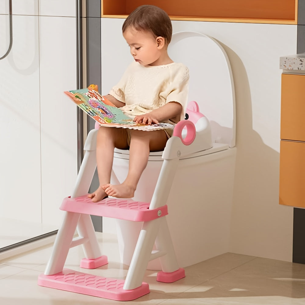 Potty Training Seat, Toddler Toilet Seat With Steps, 2 In 1 Toddler Potty Training Toilet With Splash Guard, Anti-Slip Step Stool Soft Mat, Adjust High Potty Seats For Toddlers Kids Boys Girls, Comes With A Cleaning Brush