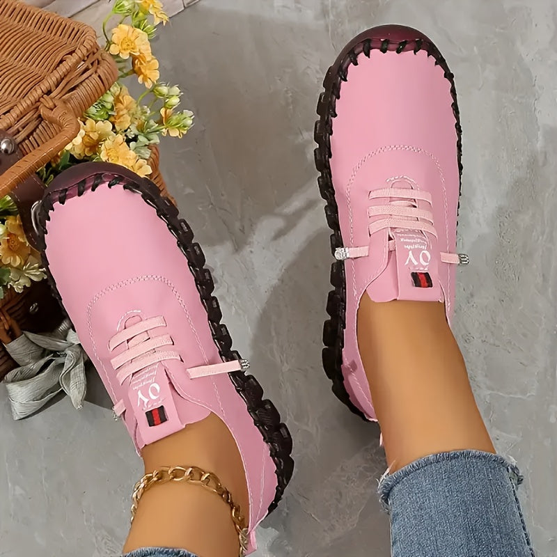 Women'S Shoes for Women - Breathable Lightweight Lace-Up Walking Shoes with Non-Slip Sole, Soft PU Foam Insole & Fabric Lining, Beige & Maroon Accents for All-Day Comfort, Versatile Daily Wear, Ladies Work Shoes, Women Shoes, Sneakers