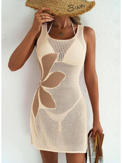 2026 New Beach Skirt Sexy Hollow Jacquard Bikini Swimsuit Hoodie Sunscreen Dress for Women