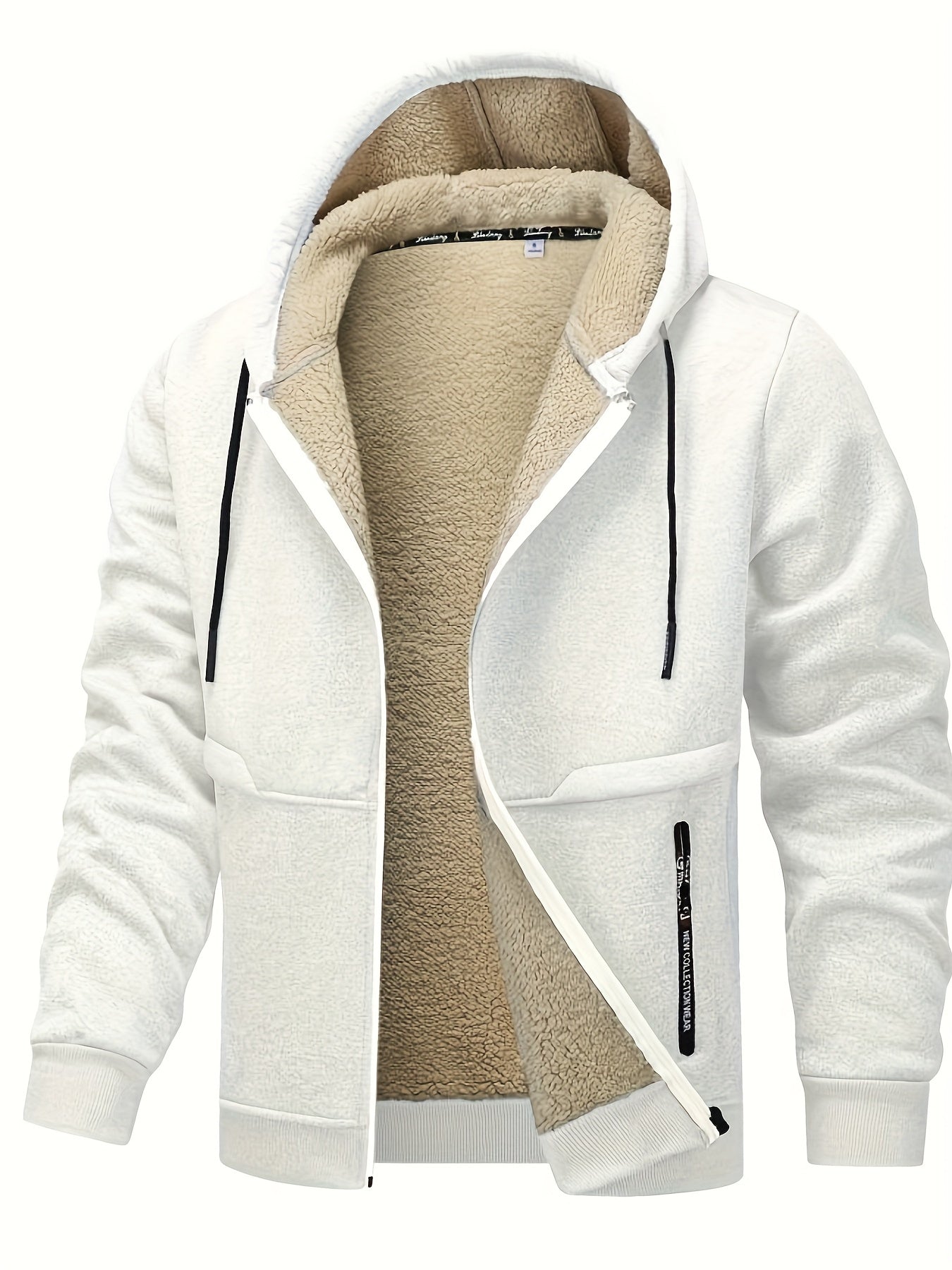 Men'S Fleece Lined Hooded Anorak | Thermal Winter Jacket, 2025 New Warm Windbreaker, Four-Season Cold Weather Coat, Regular Fit, Fabric