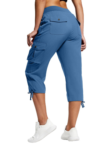 18" Women's Hiking Capris with Pockets Quick Dry Travel Lightweight Cargo Capri Pants Casual Capris for Women