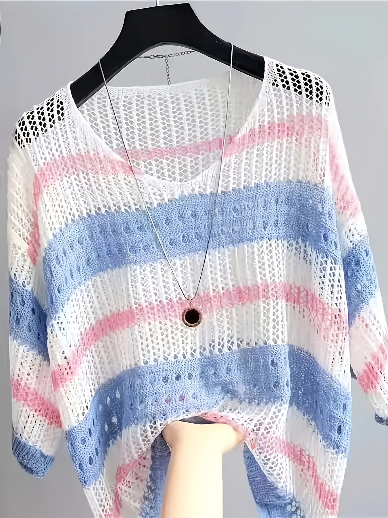 Summer Elegant Loose Hollow Sunscreen Beach Half-Sleeve Smock
