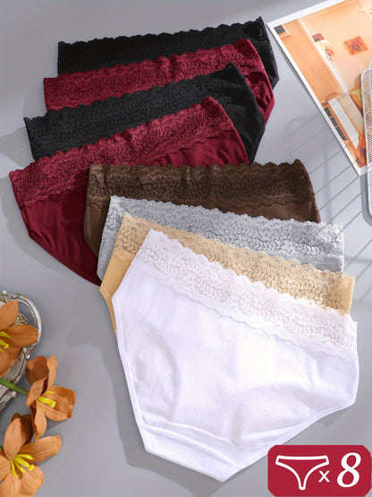 8pcs Lace Panty for Women Sexy Lace Belt Underwear Soft Briefs
